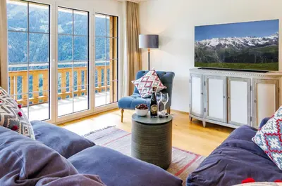 Ein Sitzbereich in der Unterkunft Chalet Alpenheim 1