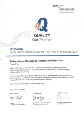 Ein Zertifikat, Auszeichnung, Logo oder anderes Dokument, das in der Unterkunft Haus Alpenglück ausgestellt ist