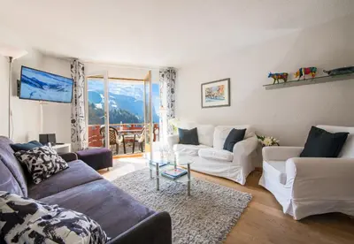 Ein Sitzbereich in der Unterkunft Eiger Residence
