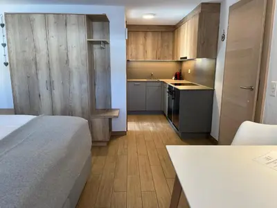 Küche/Küchenzeile in der Unterkunft Modernes Studio Zermatt