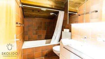 Ein Badezimmer in der Unterkunft Haus Caroline, Riederalp Mitte