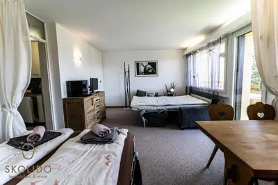 Ein Bett oder Betten in einem Zimmer der Unterkunft Haus Caroline, Riederalp Mitte