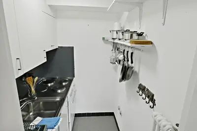 Küche/Küchenzeile in der Unterkunft Nouveau studio avec vue imprenable sur la vallée