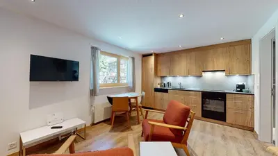 Küche/Küchenzeile in der Unterkunft Splendid modern studio in the heart of Zermatt
