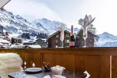 Ein allgemeiner Bergblick oder ein Berglick von der Ferienwohnung aus