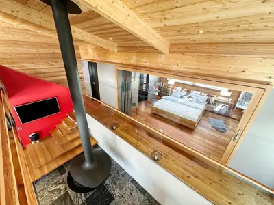 Ein Bett oder Betten in einem Zimmer der Unterkunft Crans Montana under the stars