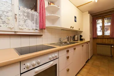Küche/Küchenzeile in der Unterkunft Chalet Eigersunne 2