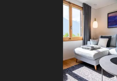 Ein Sitzbereich in der Unterkunft Chalet Iris