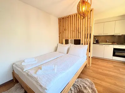 Küche/Küchenzeile in der Unterkunft City Studio in Interlaken mit Parkplatz