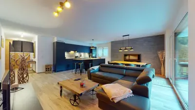 Ein Sitzbereich in der Unterkunft Spacious apartment - beautiful terrace with view