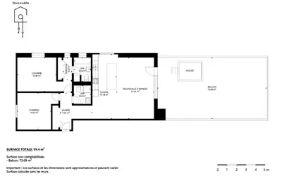 Grundriss der Unterkunft Spacious apartment - beautiful terrace with view