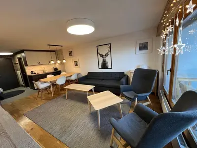 Ein Sitzbereich in der Unterkunft Cosy studio for 5 near ski lift, HAMEAU D2