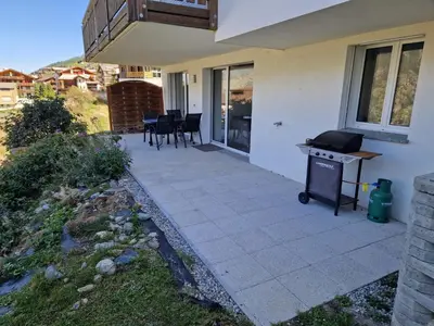 Ein Balkon oder eine Terrasse in der Unterkunft Haus Alana Grächen