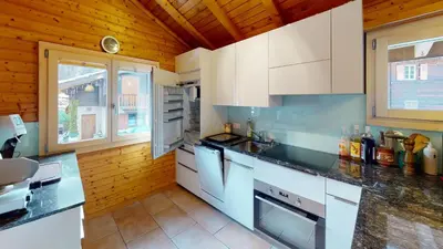Küche/Küchenzeile in der Unterkunft Ferienhaus Rehbock RB0