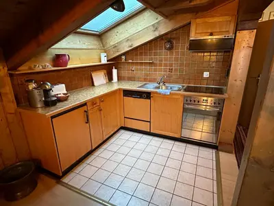 Küche/Küchenzeile in der Unterkunft Dachwohnung mit Charme im Haus Luchre, Zermatt