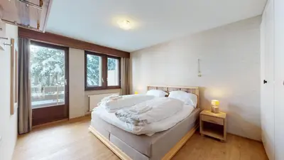 Ein Bett oder Betten in einem Zimmer der Unterkunft Lovely apartment with a view - accessible by skis