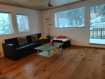 Ein Sitzbereich in der Unterkunft Chalet Matterhornsicht
