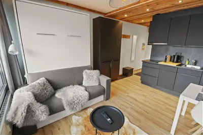 Küche/Küchenzeile in der Unterkunft Joli studio Crans-Montana