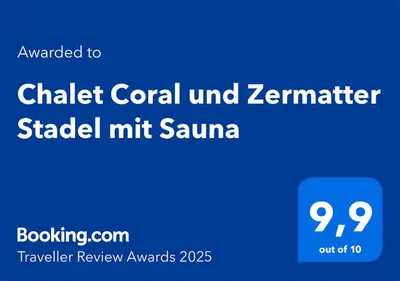 Ein Zertifikat, Auszeichnung, Logo oder anderes Dokument, das in der Unterkunft Chalet Coral und Zermatter Stadel ausgestellt ist